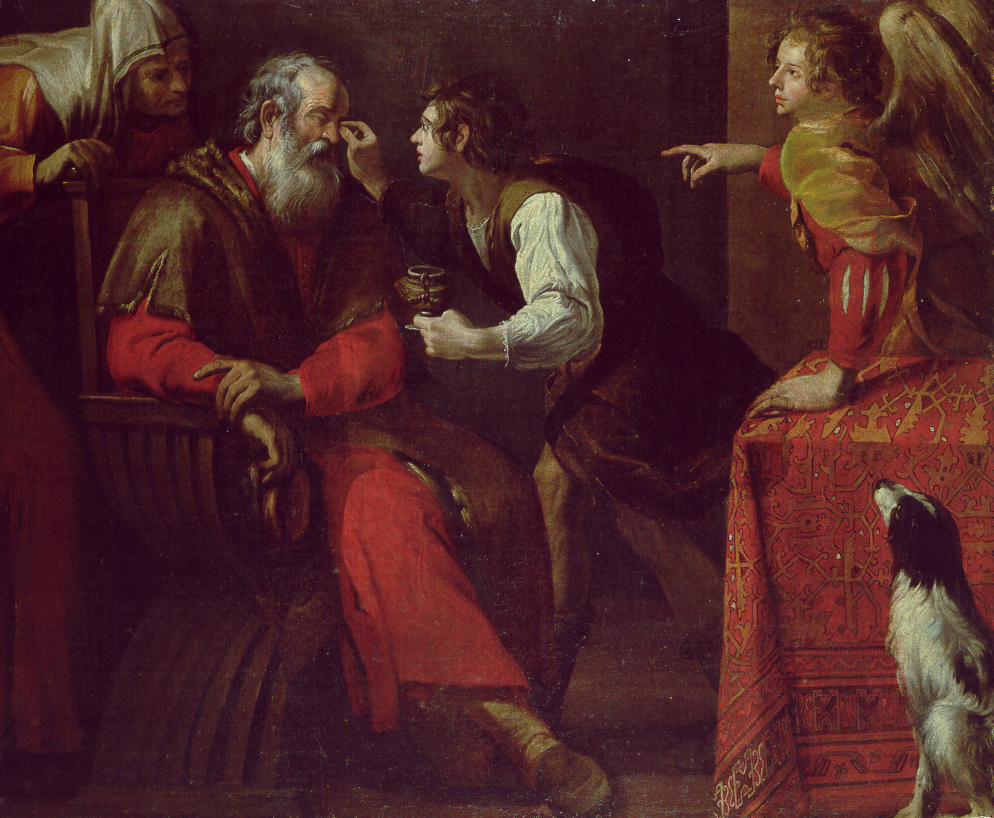 Il profeta Tobia guarisce il padre cieco di Giovanni Battista Carlone